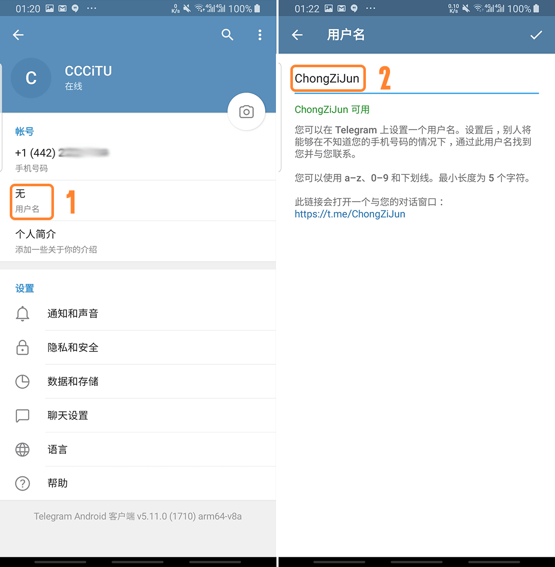 Telegram用户名设置教程
